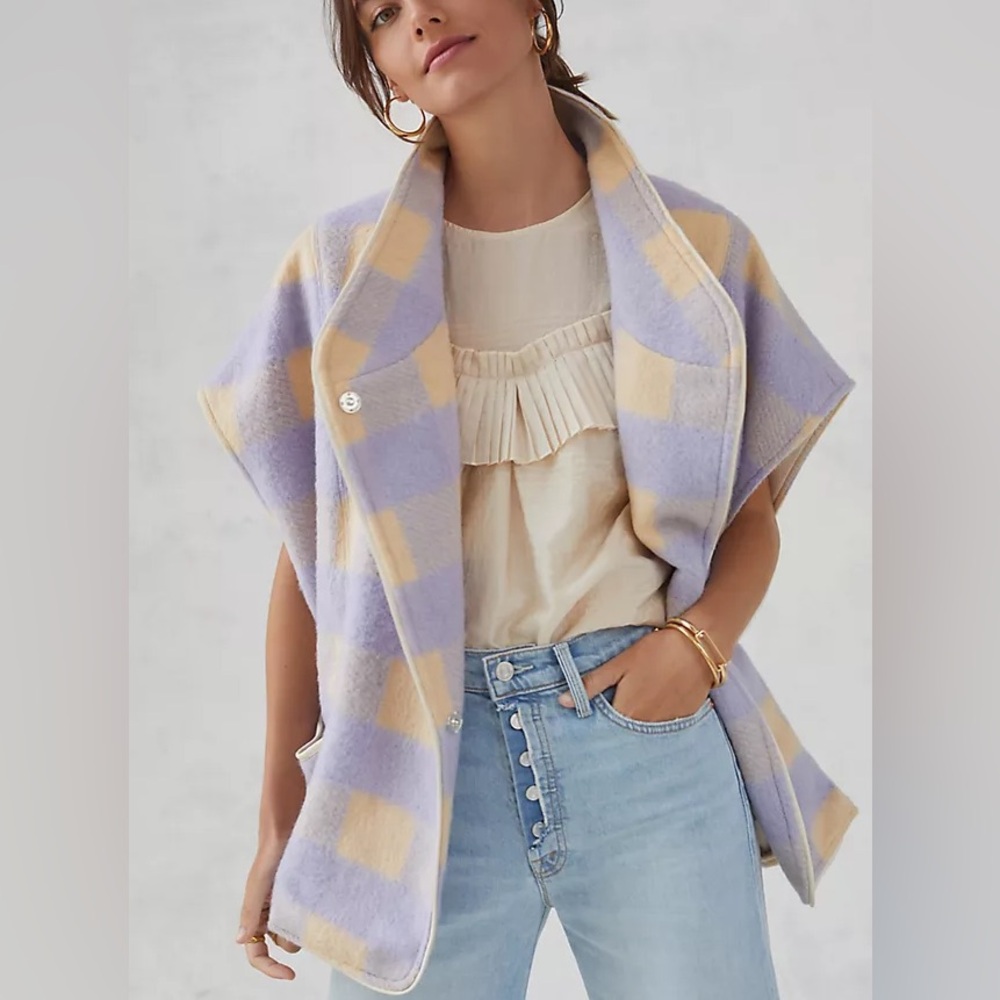 Anthropologie Plaid Capelet